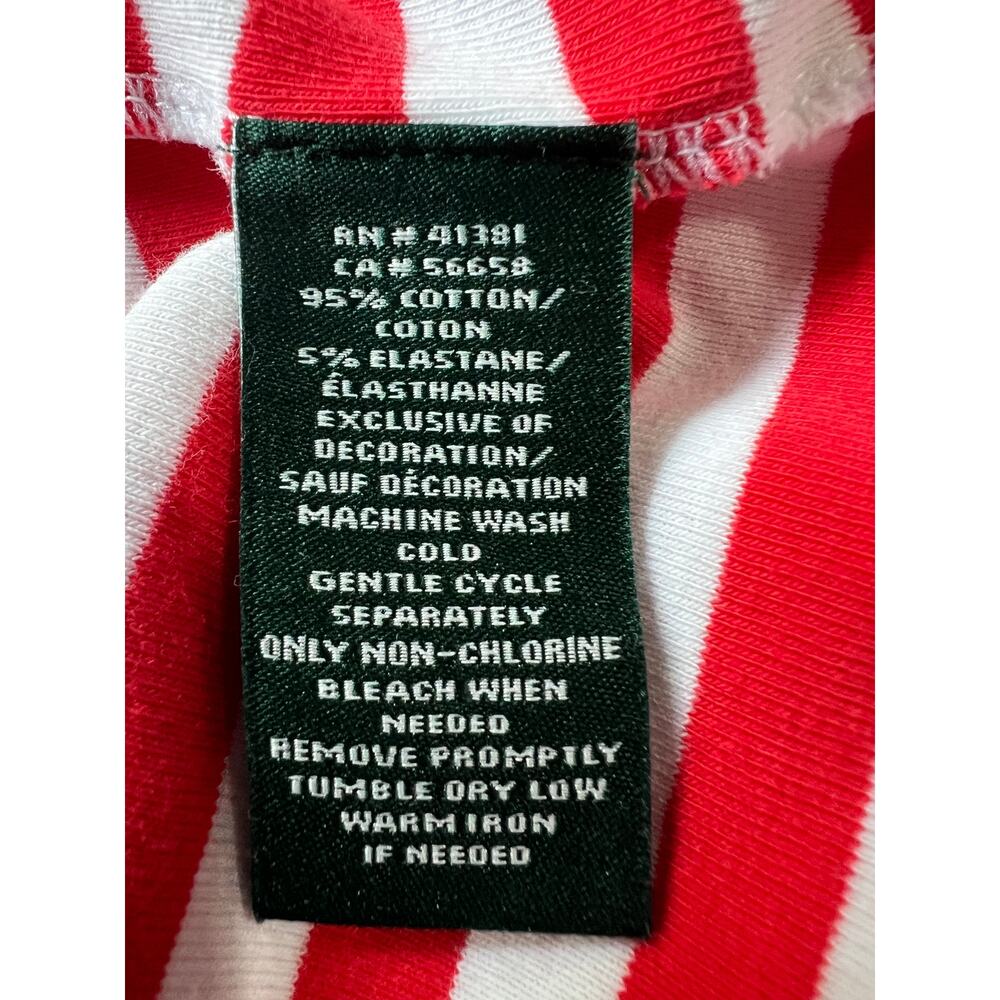 Lauren Ralph Lauren Top Womens 2X T-Shirt Short Cuff Sleeve Red/White Stripe - Picture 10 of 11